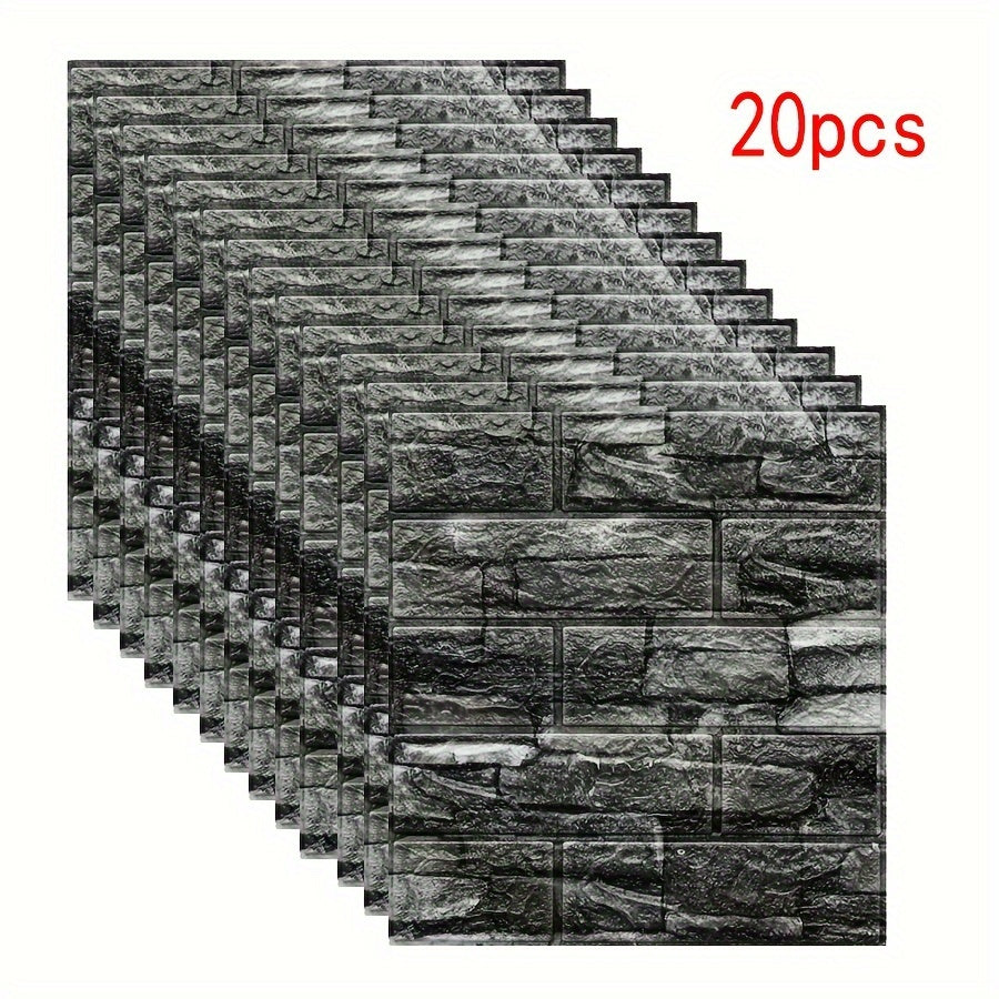 20 Self-Adhesive 3D Brick and Stone Vinyl Wall Stickers Waterproof for Living Rooms Bedrooms Offices
