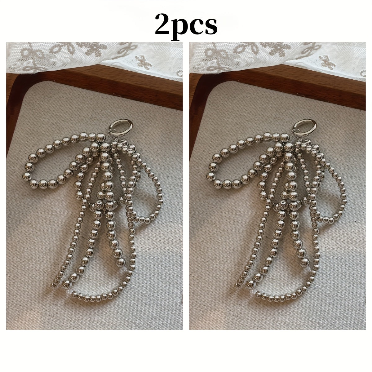 2 Pieces Pearl Butterfly Bow Shoe Accessories and Bag Pendants