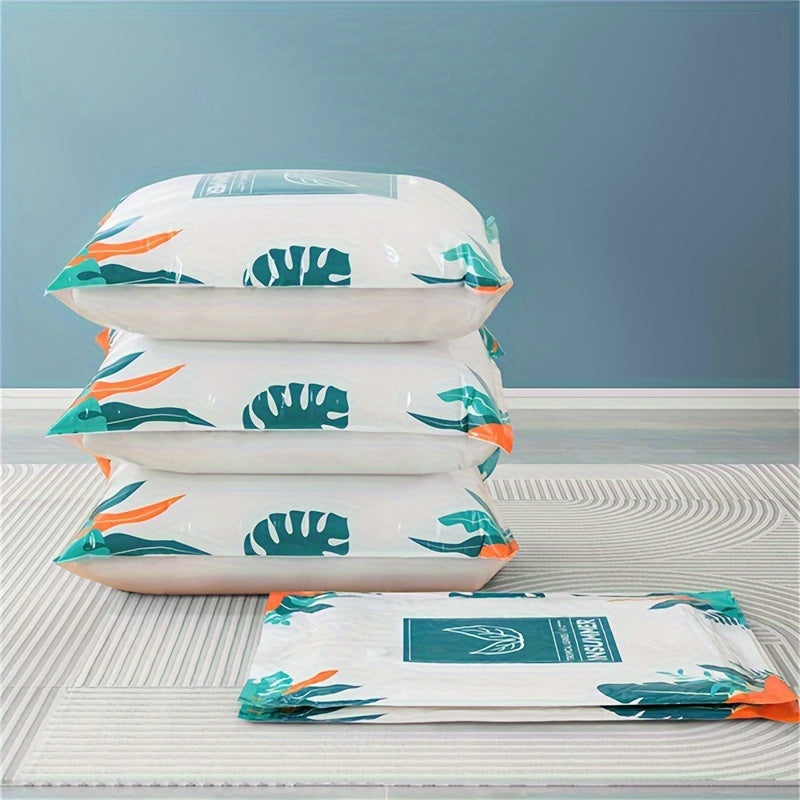 PVC materialidan tayyorlangan to'rtburchak shaklidagi uch dona Space Saver vakuum saqlash sumkasi kiyim, yotoq, yostiq, ko'rpa va ko'rpachalarni siqish va muhrlash uchun. Elektr energiyasi talab qilinmaydi. Yostiq va kiyim saqlash uchun mos.