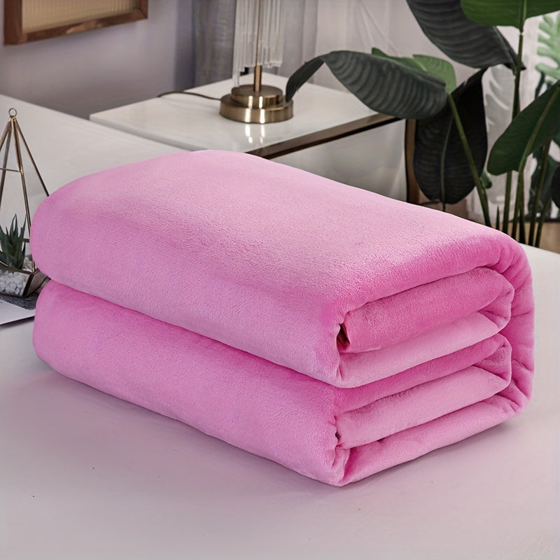 Ultra-Soft Flannel Blanket Solid Color Cozy Plush Bedding Cover for Couch Bed