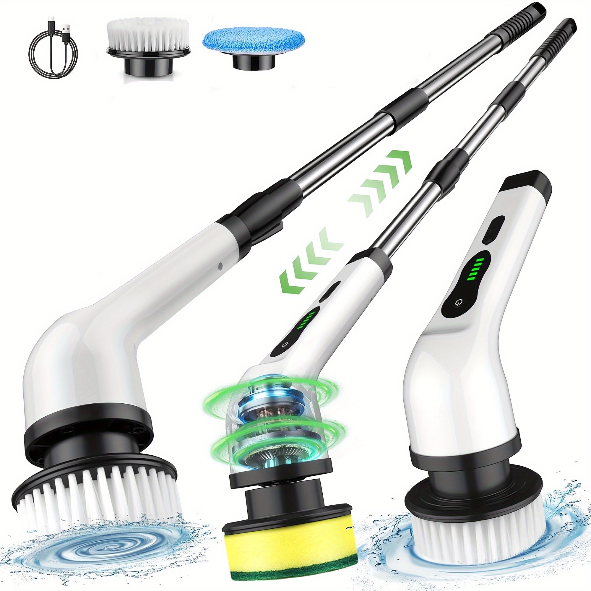 Small Electric Cleaning Brush Wireless Rotating Floor Washer with Replaceable Heads