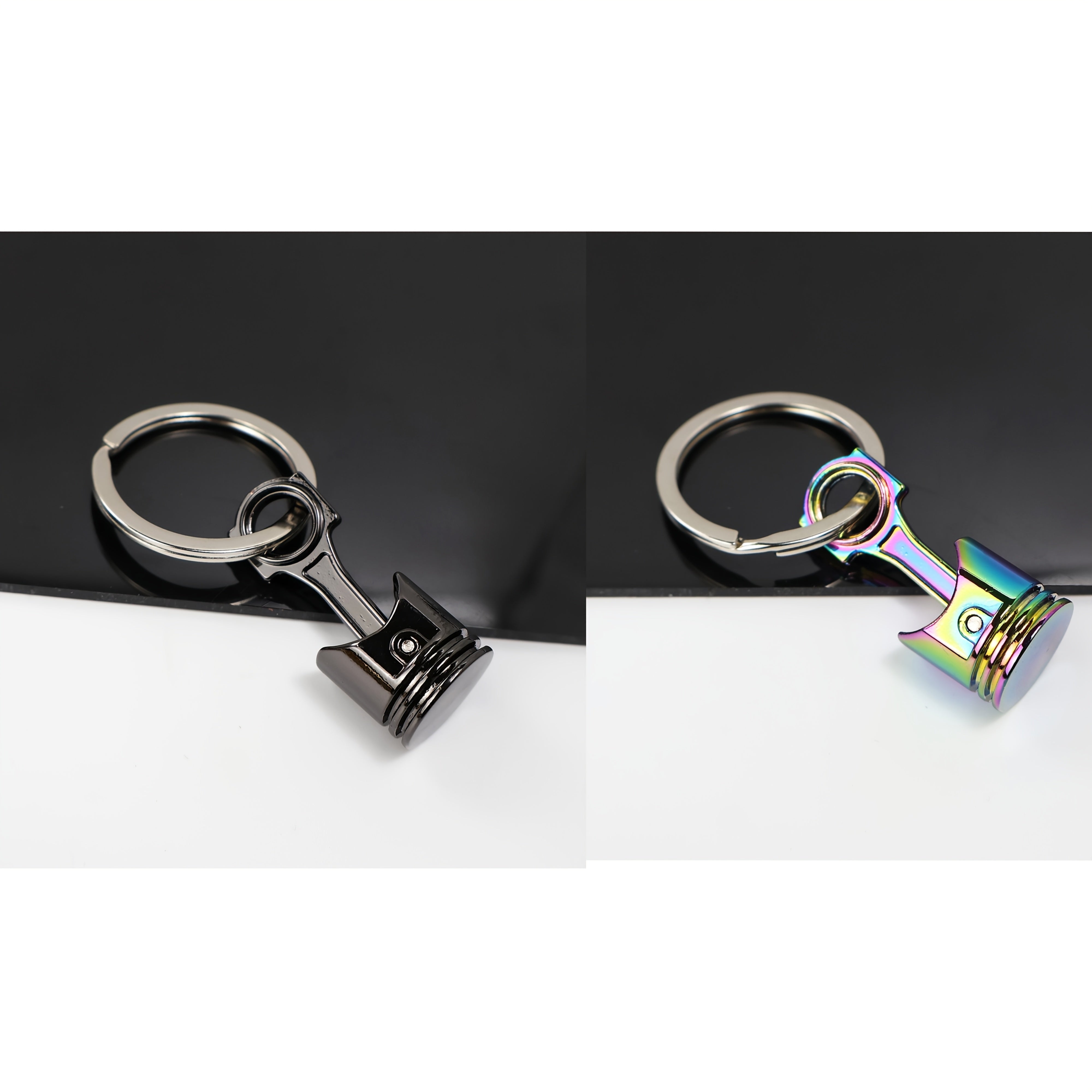 Men Metal Motorcycle Piston Keychain Car Modification Gift Set