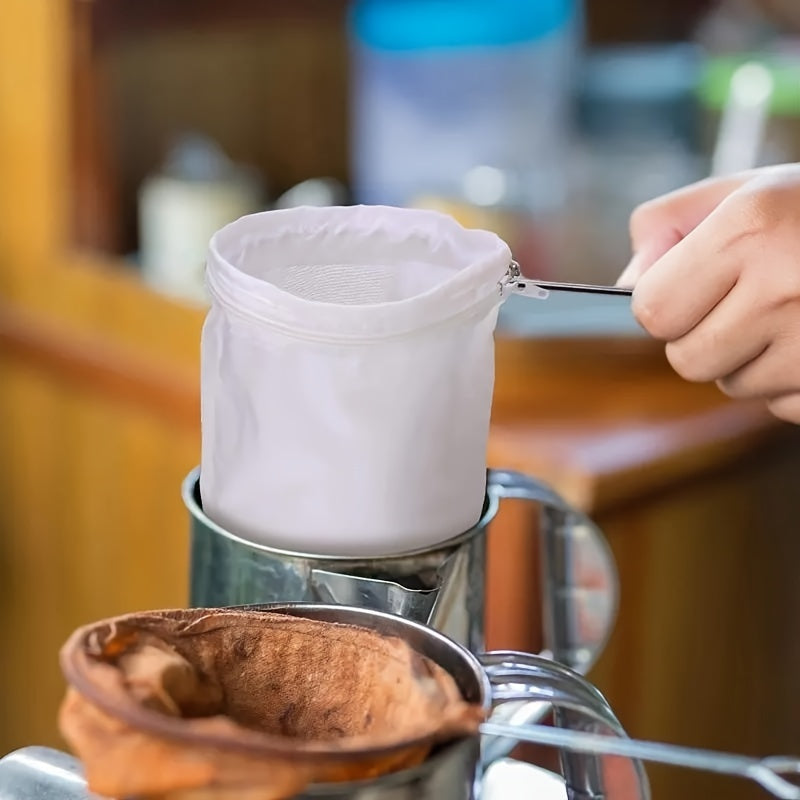 Reusable Mesh Coffee Tea Filter Bag with Stainless Steel Handle for Drip Brewing