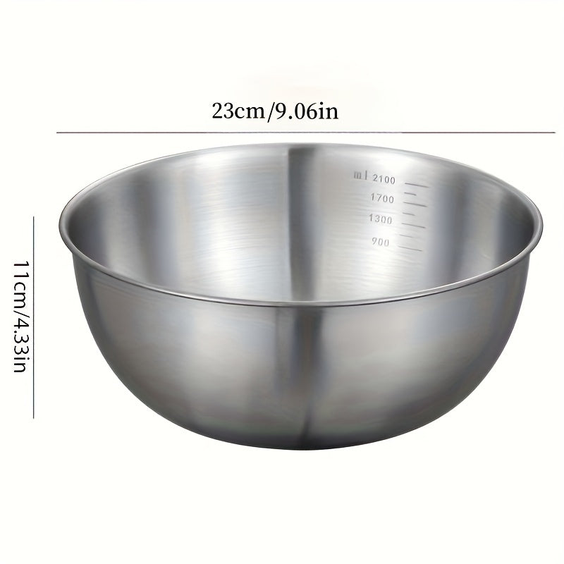 3-Piece Stainless Steel Mixing Bowls Set 1.5L 2.5L 4L Durable Kitchen Cookware