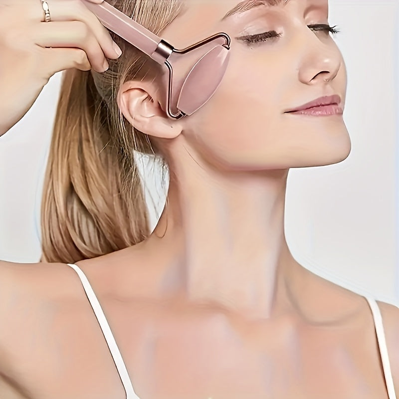 2pcs Facial Massage Roller and Scraping Tool Set Dual Head Heart Shaped ABS Skin Care Body Massager