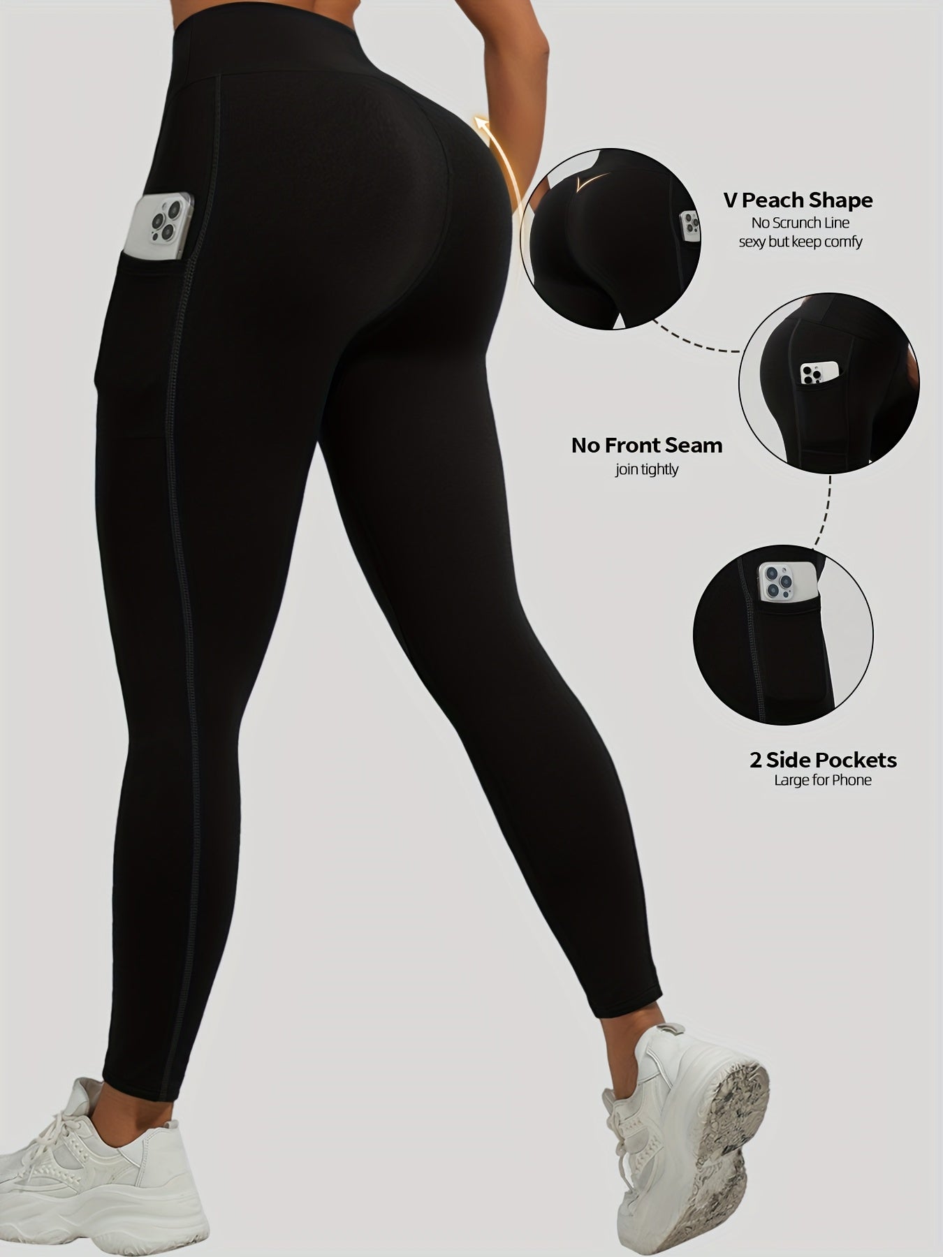 Leggings de terciopelo para otoño e invierno para deporte, casual, ajustado, con bolsillos
