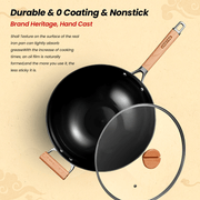 Versatile Cookware Set with Cast Iron Omelette Pan, Wok, and Steel Pans