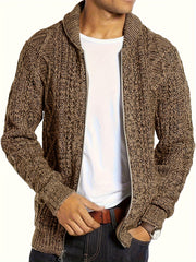 Men's Plus Size Zip-Up Cardigan with Thick Knit Stand Collar Fall Winter Acrylic