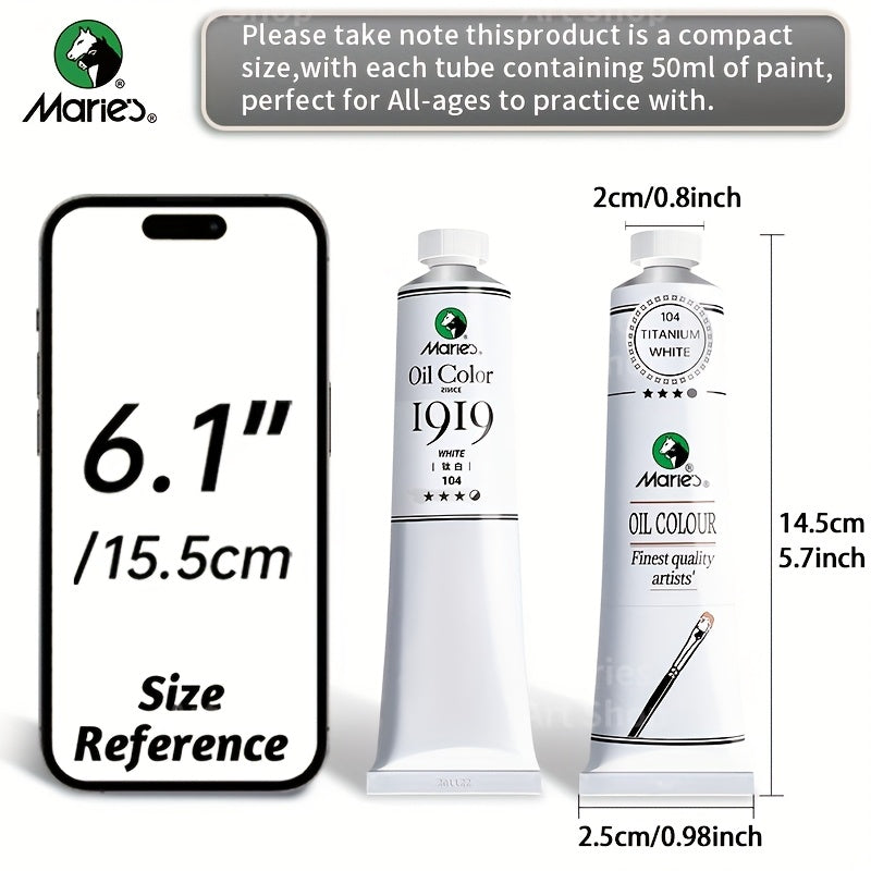 Oil Paint Set 5 Pieces 1.7 Fl Oz Vibrant Colors Professional Quality