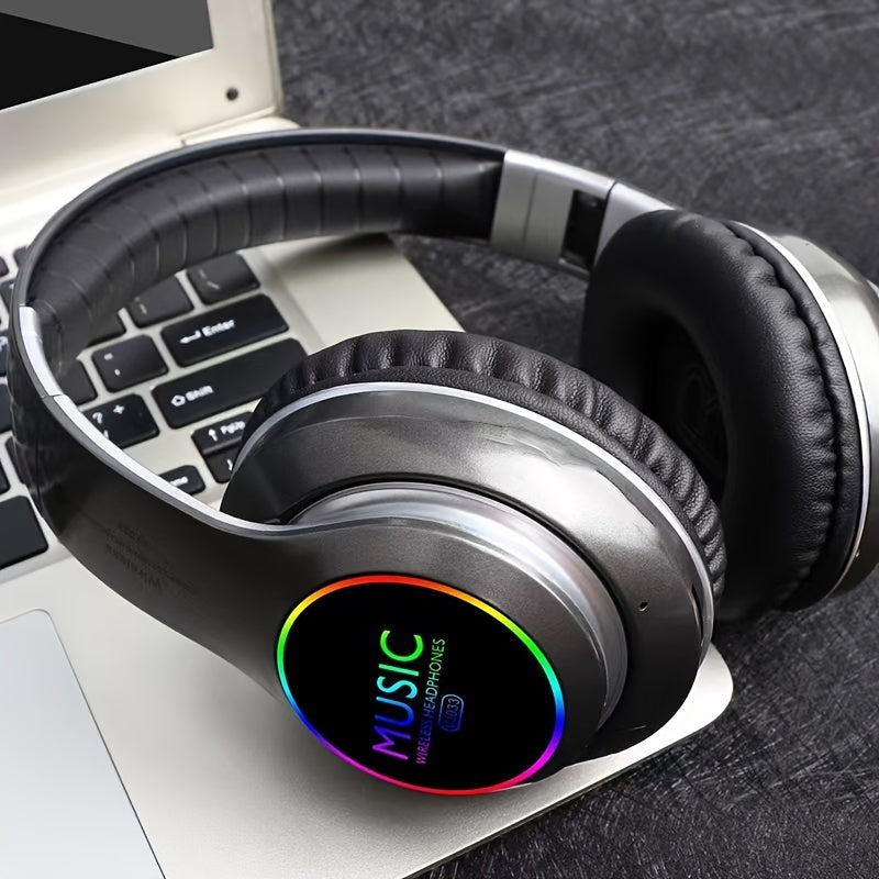 Wireless Gaming Headphones Deep Bass Foldable Lightweight 3.5mm Microphone USB