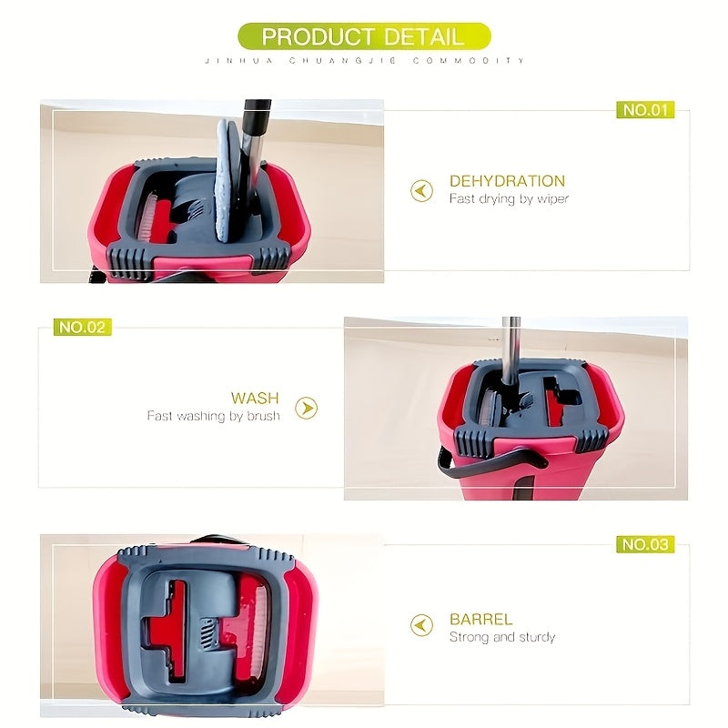 Microfiber Mop Set with 2 Reusable Pads, Stainless Steel Handle, Wet and Dry Cleaning