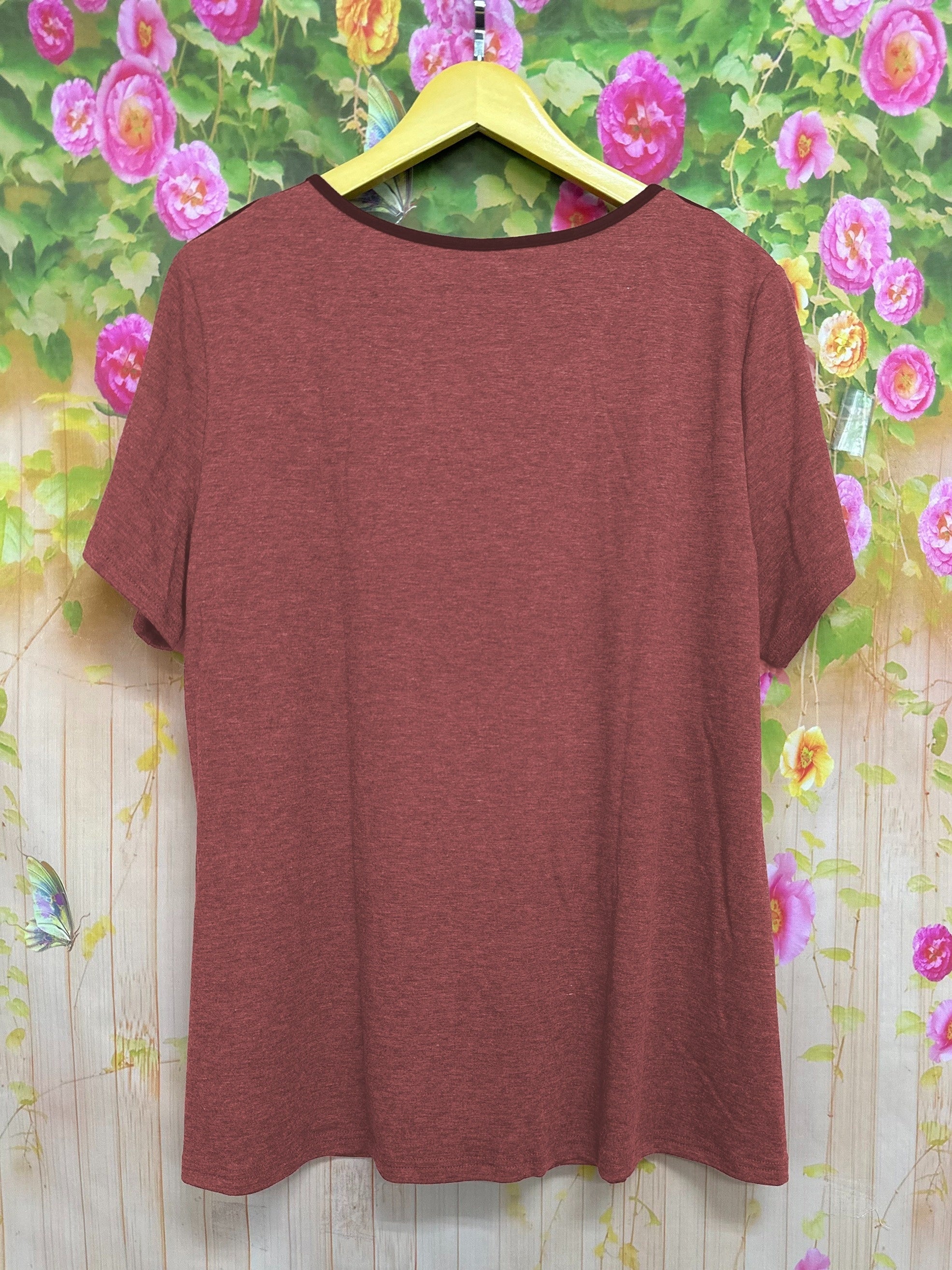 Plus Size Ruched Button Decor Notch Neck Short Sleeve T-Shirt for Women