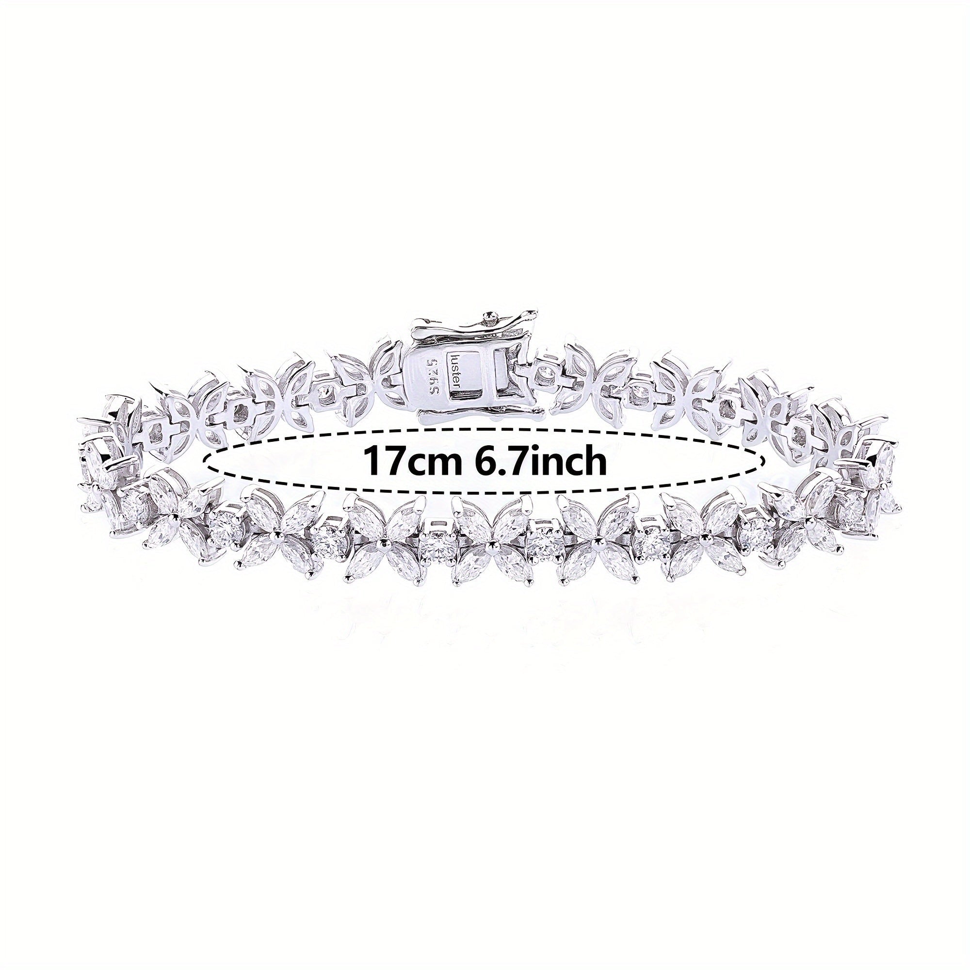 Silver Butterfly Bracelet with Moissanite Stones 2MM Plated in Platinum