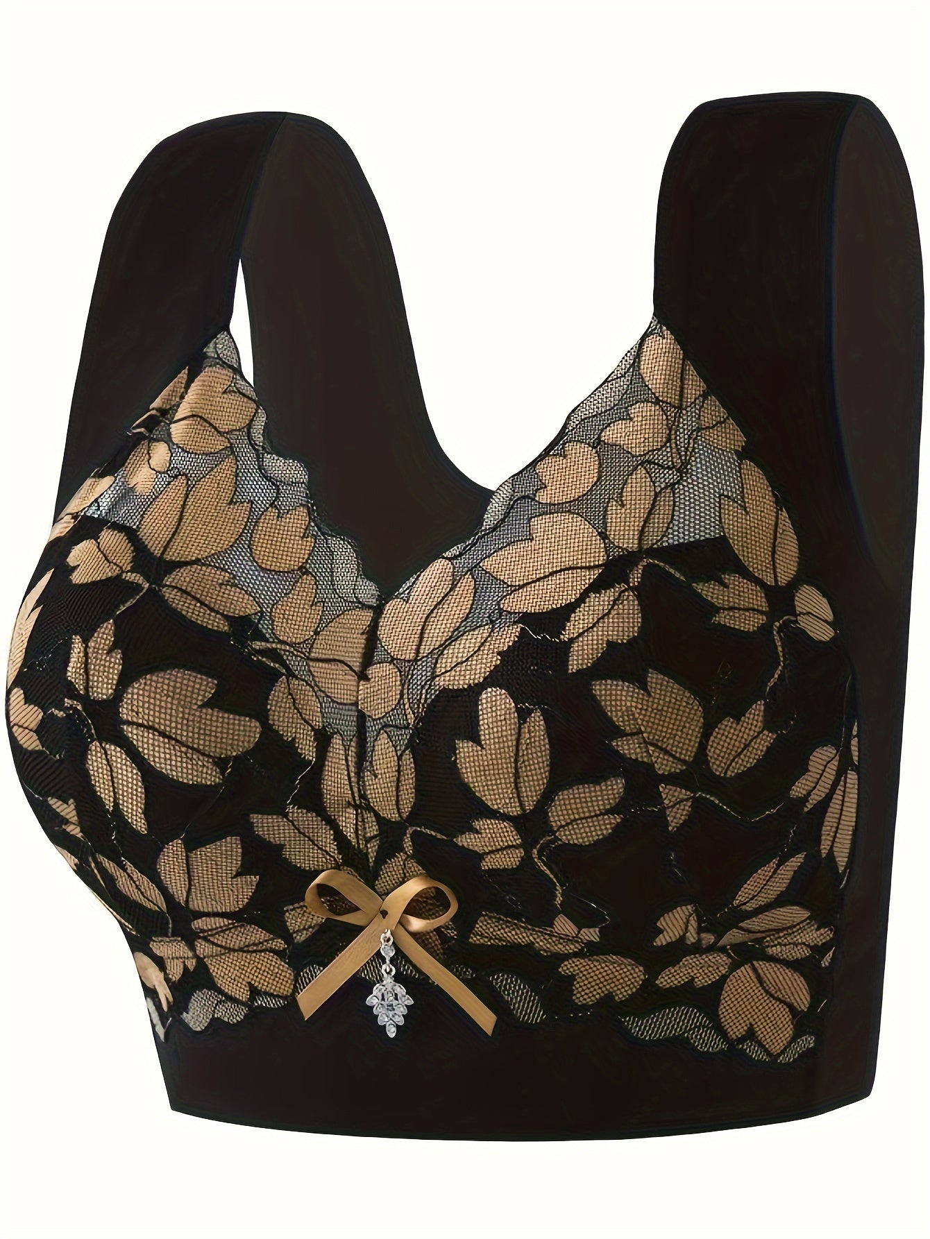 Women's Adjustable Wireless Lace Bra with Side Support and Breathable Fabric