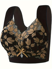 Women's Adjustable Wireless Lace Bra with Side Support and Breathable Fabric