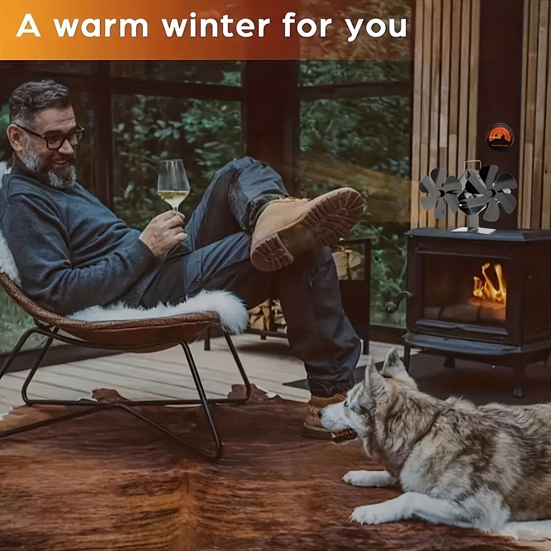 4-Blade Heat Powered Stove Fan for Wood and Pellet Stoves Eco-Friendly High Performance