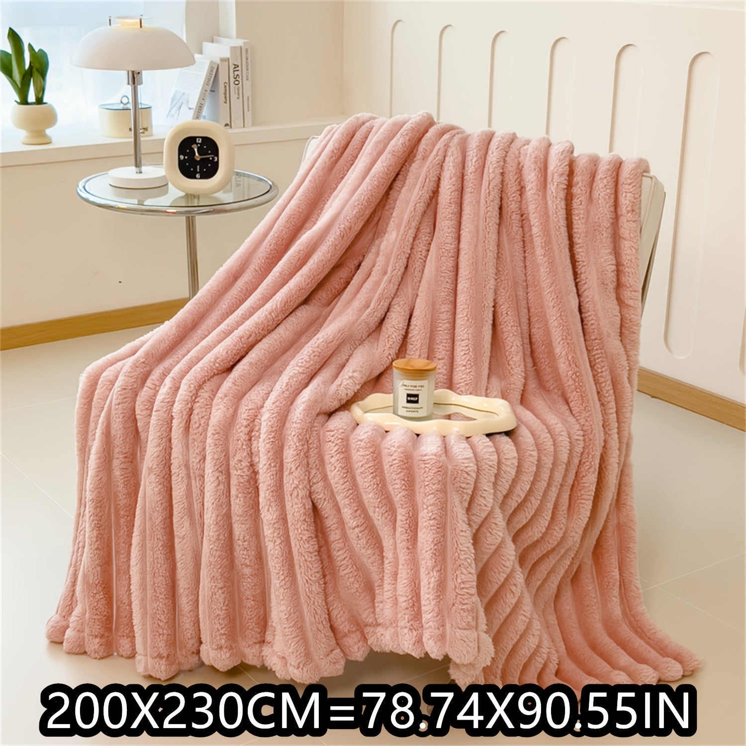 Soft Plush Faux Rabbit Blanket Cozy Warm Stylish for Home and Travel