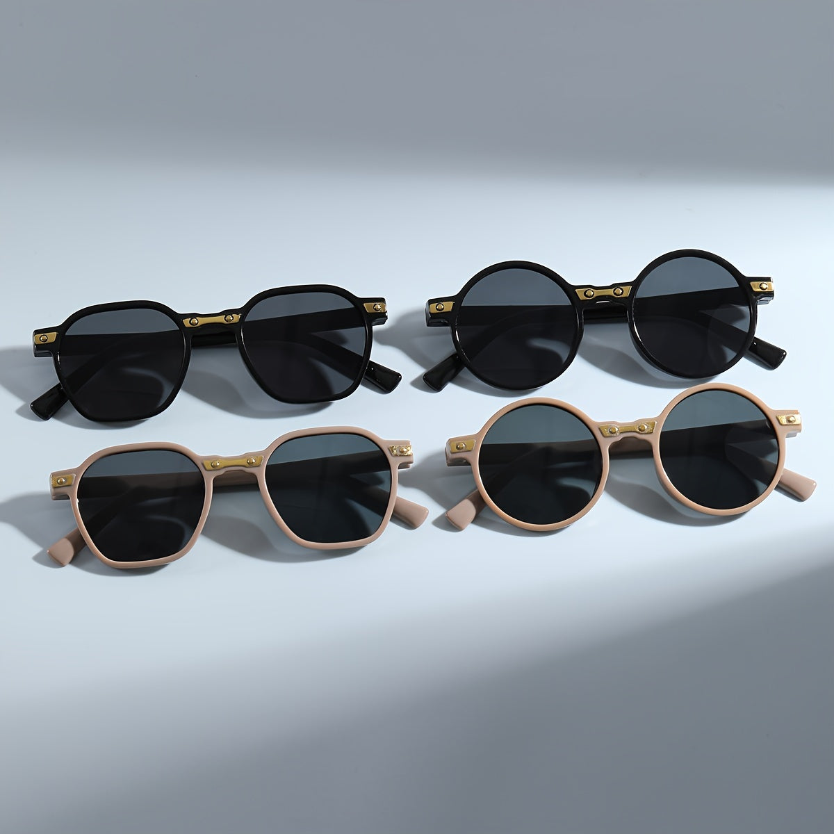 Kids' Square and Round Fashion Sunglasses for Children PC Frame 4 Pack