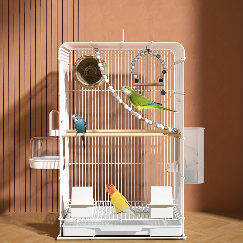 Large Metal Bird Cage for Parrots Budgies and Canaries Spacious Villa Style with Perches and Accessories