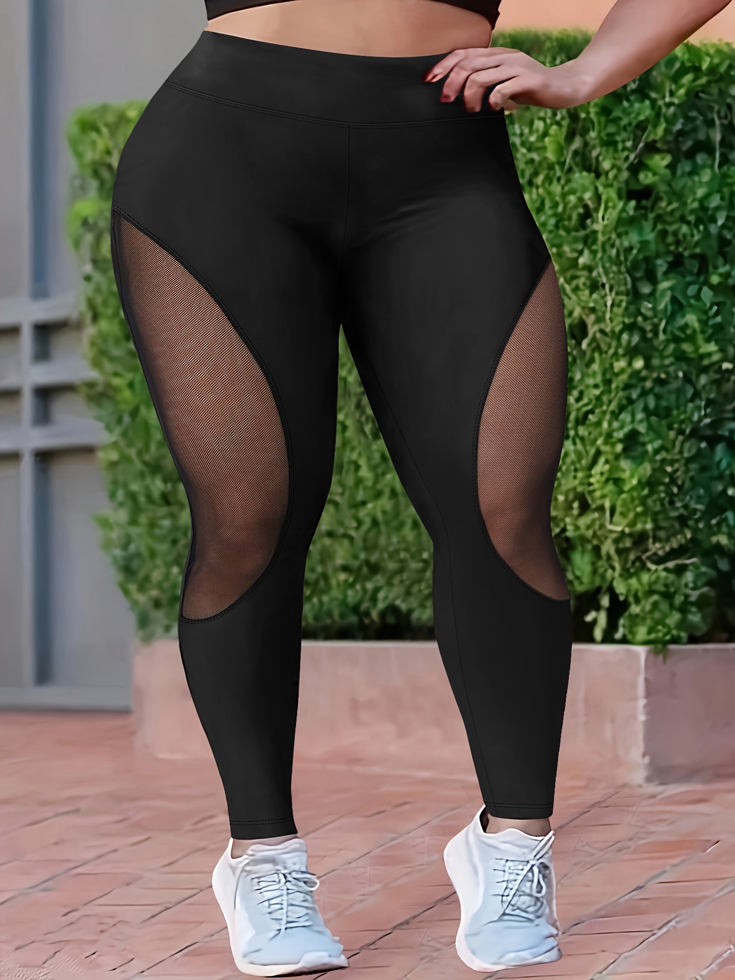 Ayollar uchun keng o'lchamli yuqori belli, elastik mesh jorjlar, elastik bel bilan, qorong'i kulrang