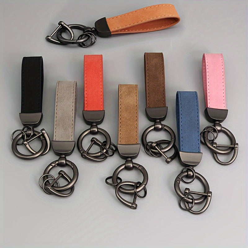 Men's Suede Car Key Chain with PU Leather Anti-Loss Key Holder Gift