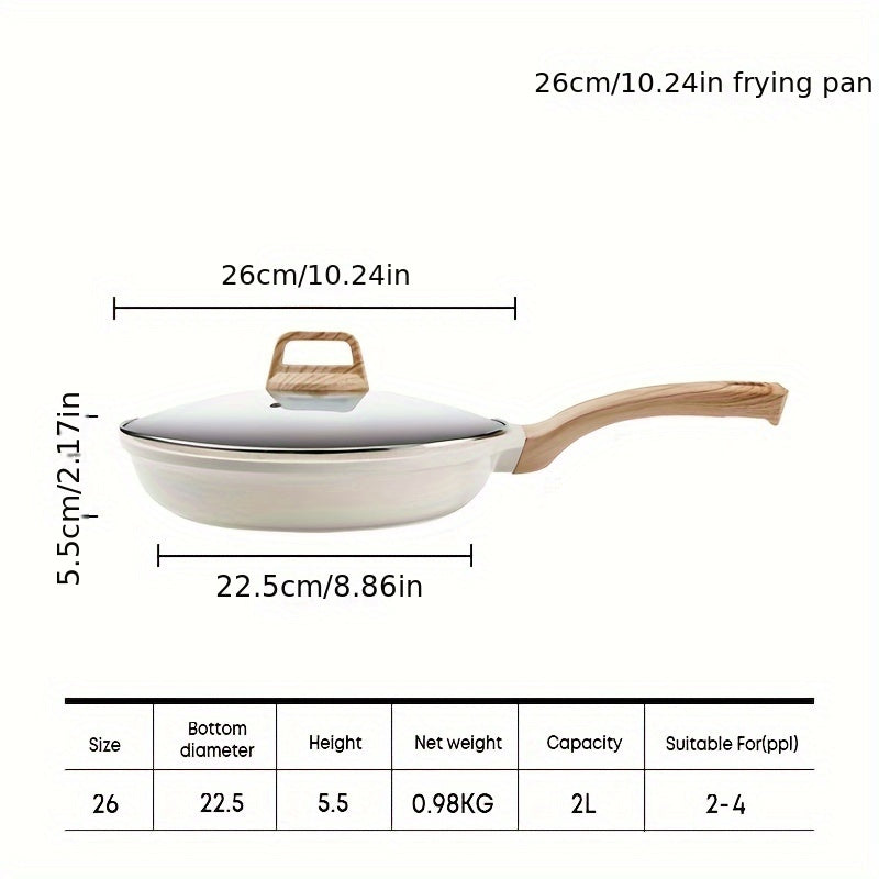 Non-Stick Frying Pan with Lid Medical Stone Coating for All Stovetops