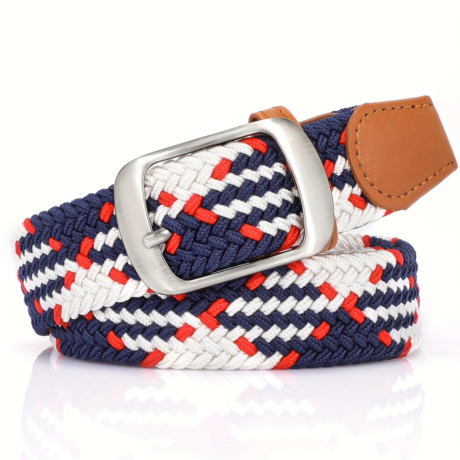 Unisex Solid Color Braided Belt with Pin Buckle for Casual Jeans
