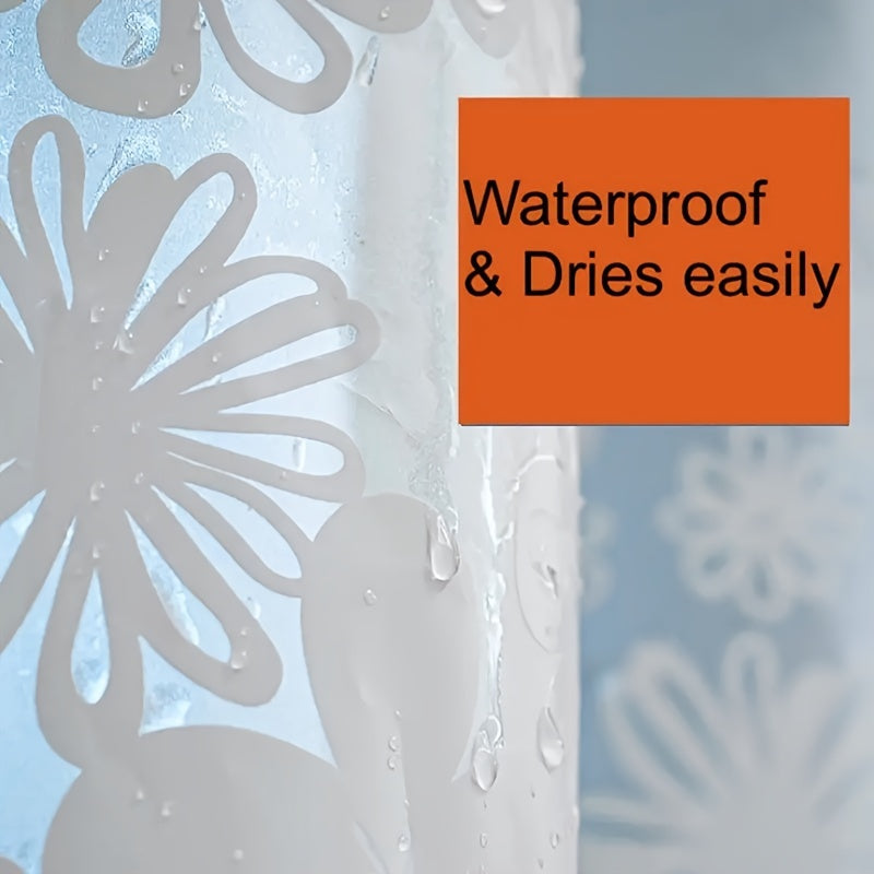 Floral Semi-Transparent Shower Curtain Waterproof Bathroom Window with Hooks