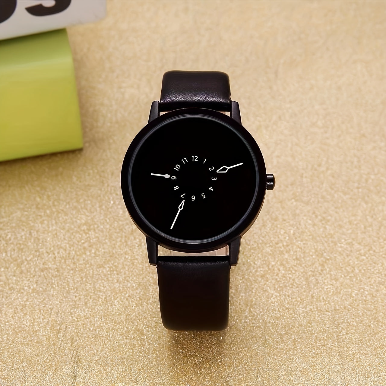 Reloj de cuarzo unisex con correa de cuero, esfera redonda, reloj de pulsera analógico elegante