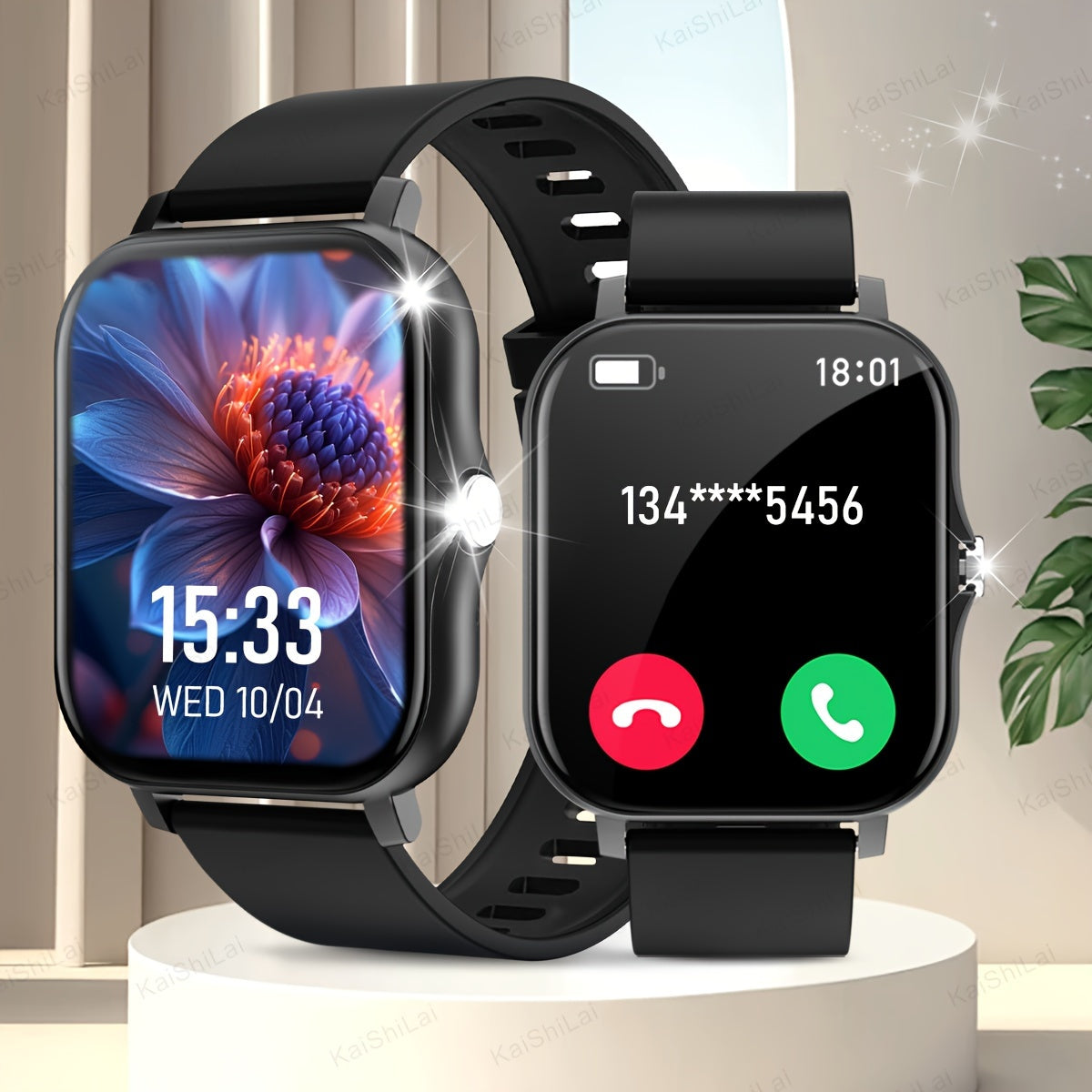 2024 Smartwatch with 4.65cm Touch Screen Sports Tracker Call Function Step Counter Compatible with iPhone Android