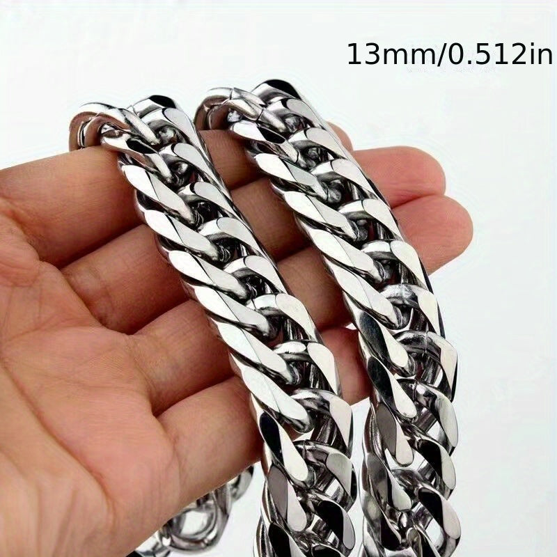 Men's Stainless Steel Cuban Chain Necklace Thick and Thin Rap Style Jewelry
