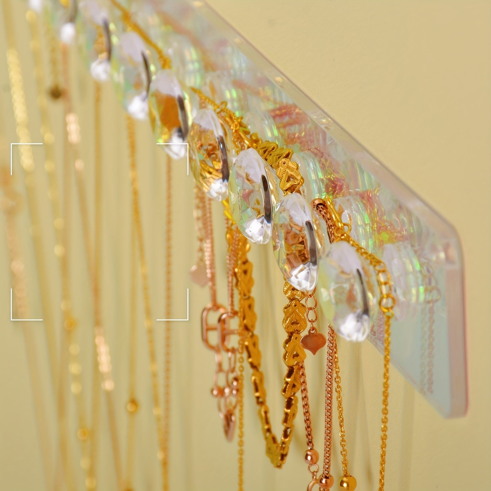 Acrylic Wall Mount Necklace Display Rack with Hooks for Jewelry Organization
