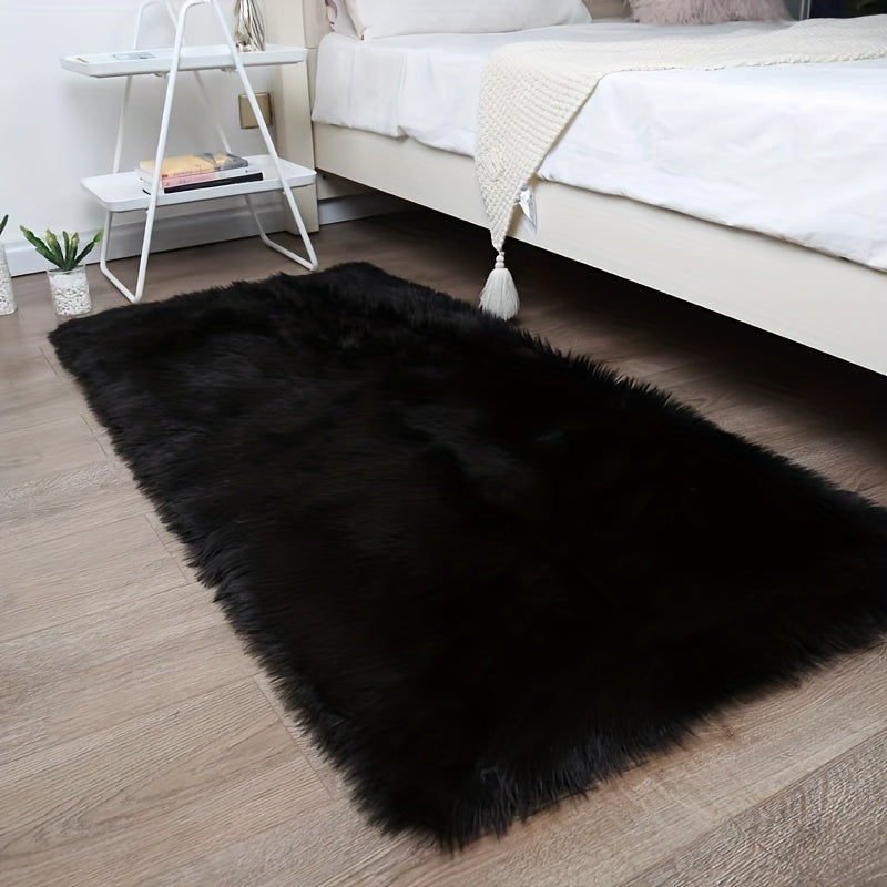 Soft Fluffy Long Plush Bedroom Rug Artificial Fur Washable Living Room and Bedside Decor