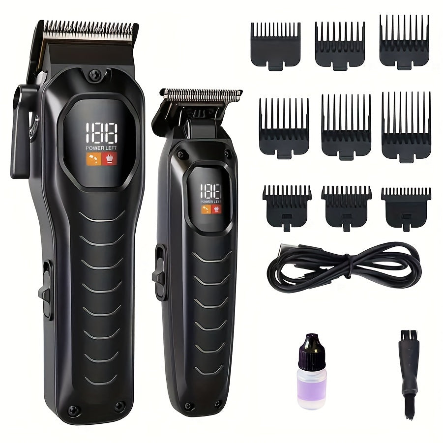High-Capacity Cordless Hair Clipper Set for Men Digital Display USB Rechargeable 3200mAh