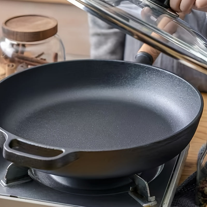Cast Iron Skillet 1-Piece with Handle for Frying, Omelets, Steaks, Durable Cookware