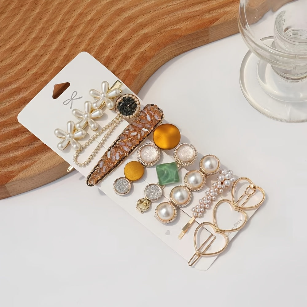 Elegant Duck Billed Hair Clip Set with Faux Pearls for Prom and Party Hairstyles