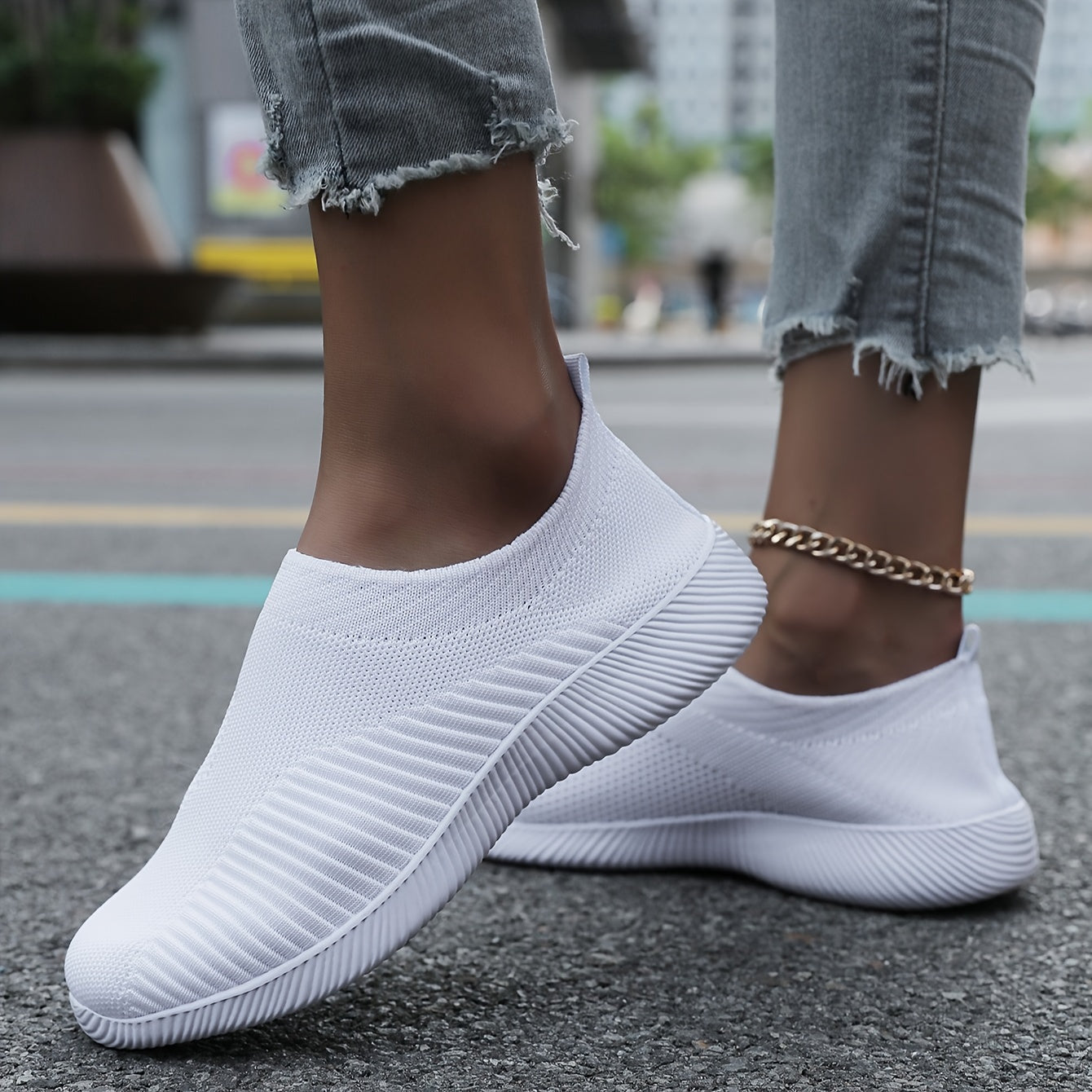 Women's Breathable Woven Sneakers, Lightweight, Plus Size Running Shoes