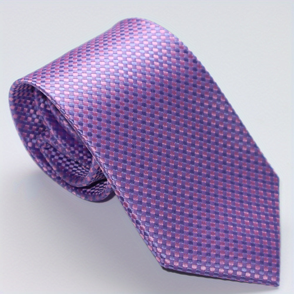 Men's Checkered Jacquard Neck Tie 3.15 Inch Multicolor Business Casual Gift