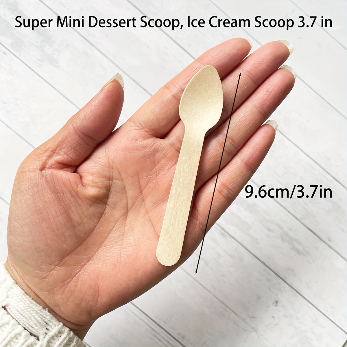 100 Eco-Friendly Disposable Birch Spoons for Cake Ice Cream Dessert