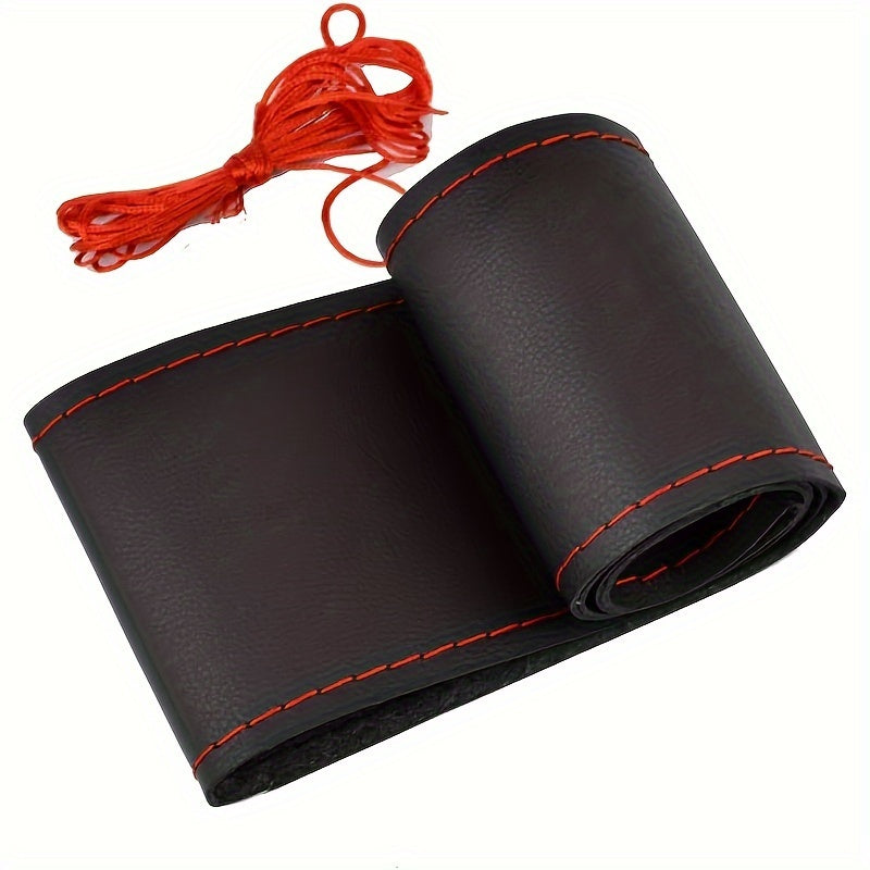 Universal avtomobil boshqaruv g'ildiragi qopqog'i yumshoq mikrofiber qo'lda tikilgan qora yoki qizil