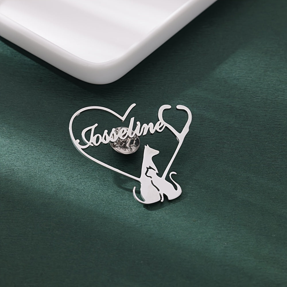 Stainless Steel Stethoscope Brooch with Pet and Heart Wings for Men Women Gift