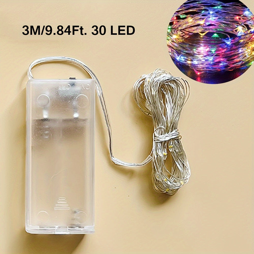 Luces de hadas LED alimentadas por batería, blanco cálido, cable de cobre, luces de cuerda con cielo estrellado para decoración interior