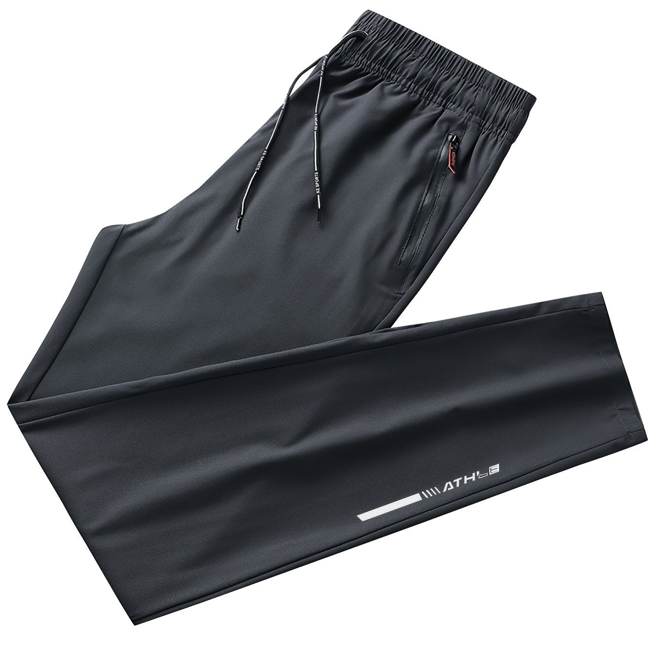 Men's Polyester Track Pants with Zipper Pockets for Outdoor Activities