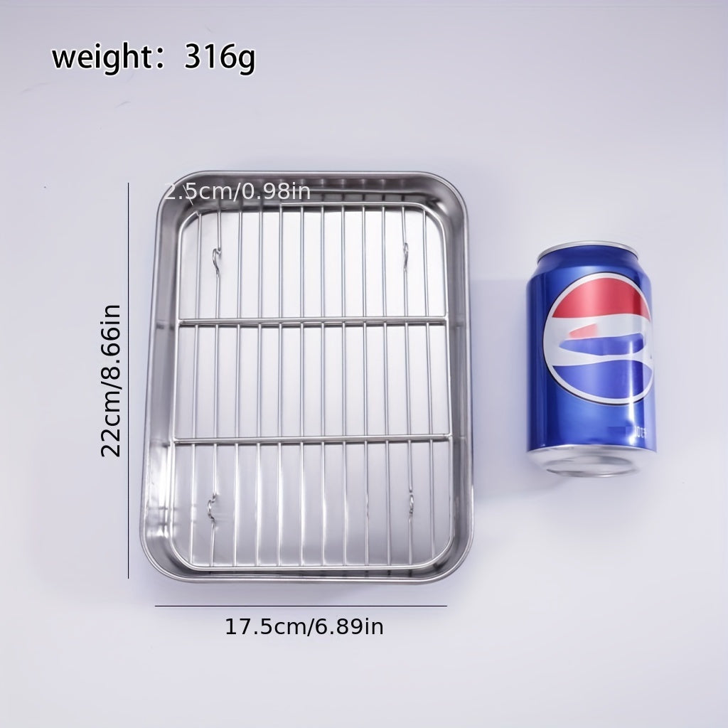 Stainless Steel Baking Sheet Set with Cooling Rack in 3 Sizes for Grilling and Baking