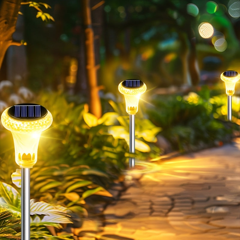 2pcs Solar Powered LED Garden Lights Outdoor Pathway Landscape Yard Waterproof