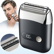 Aluminum foil shaver with LED display USB rechargeable dual blade portable for beard trimming travel