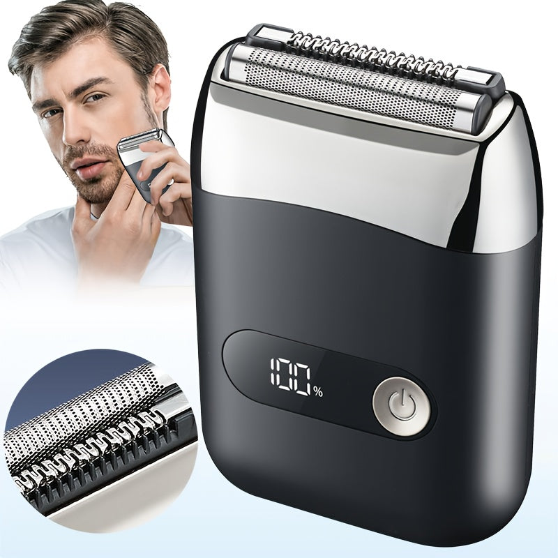 Aluminum foil shaver with LED display USB rechargeable dual blade portable for beard trimming travel
