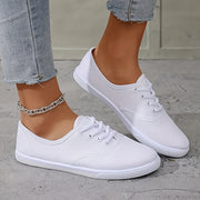 Women's White Slip-On Sneakers Breathable Fabric EVA Insole Casual Shoes
