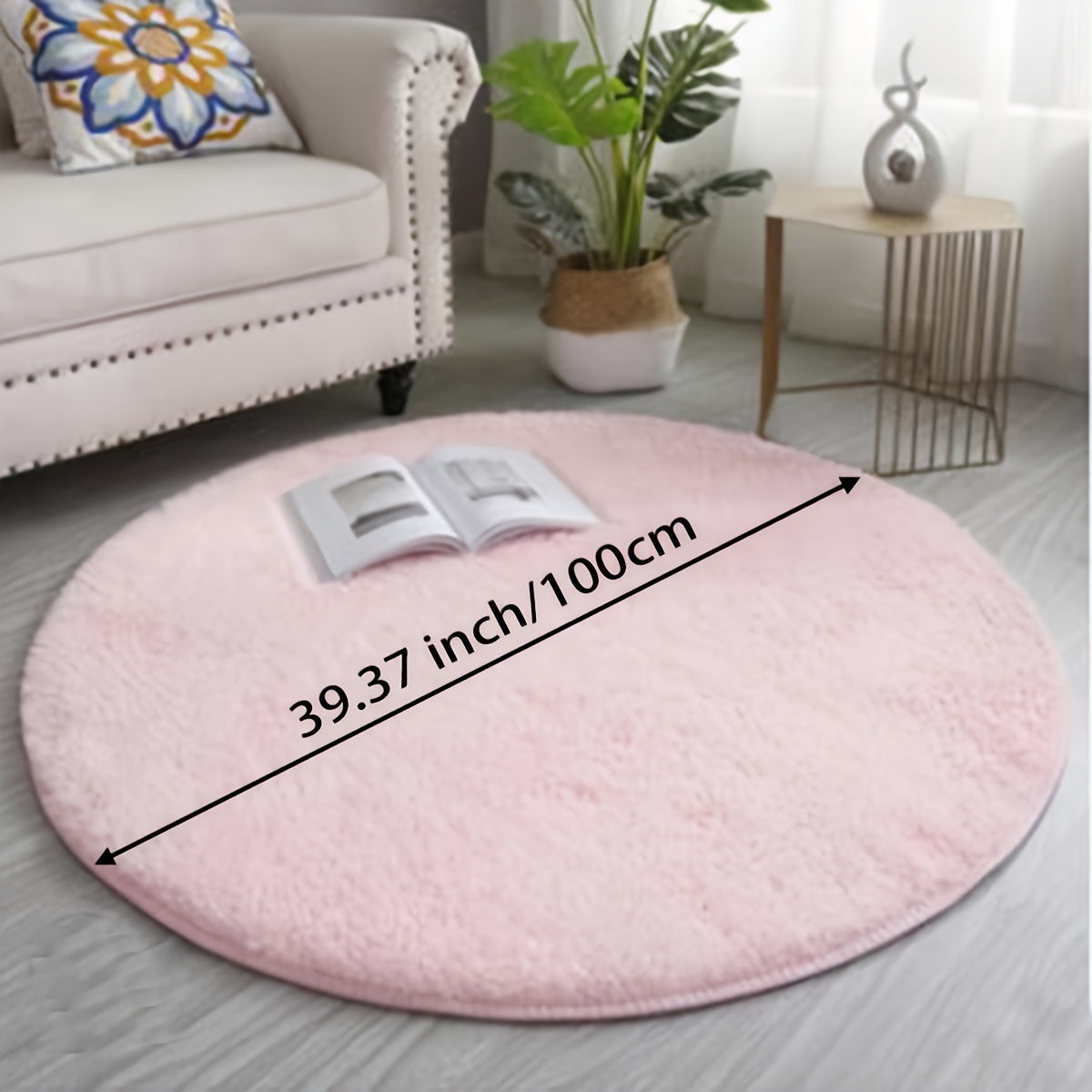 Soft Plush Round Area Rug Non-Slip Backing Machine Washable Indoor Decor