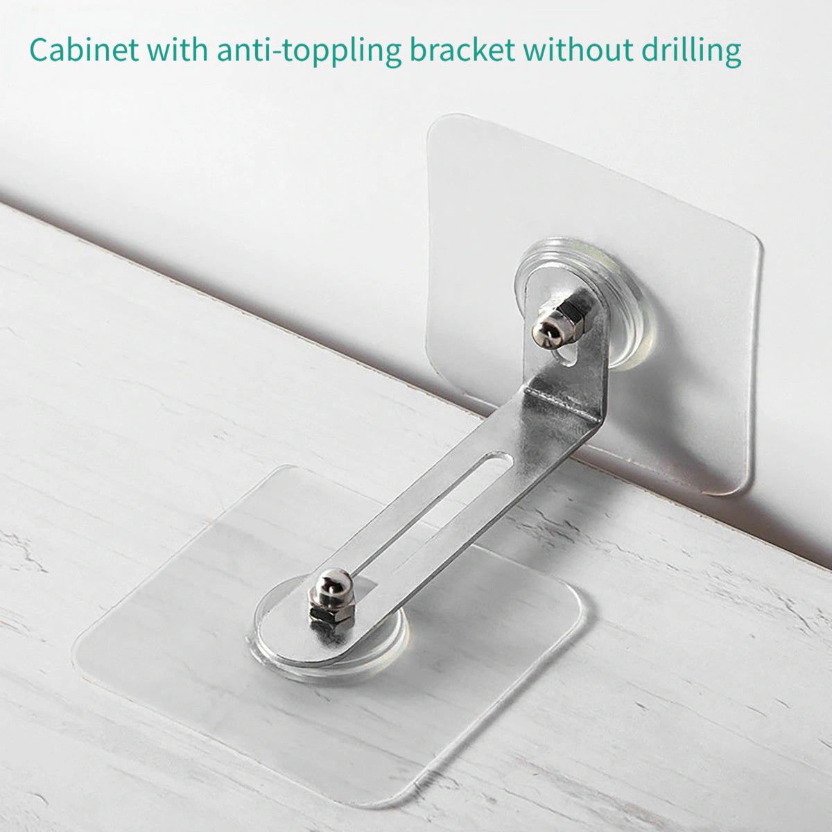 Set of 2 Anti-Tipping Furniture Fixing Devices for Cabinets and Wardrobes